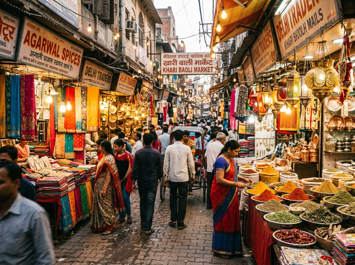 Chandni Chowk and Khari Baoli spice bazaar Old Delhi