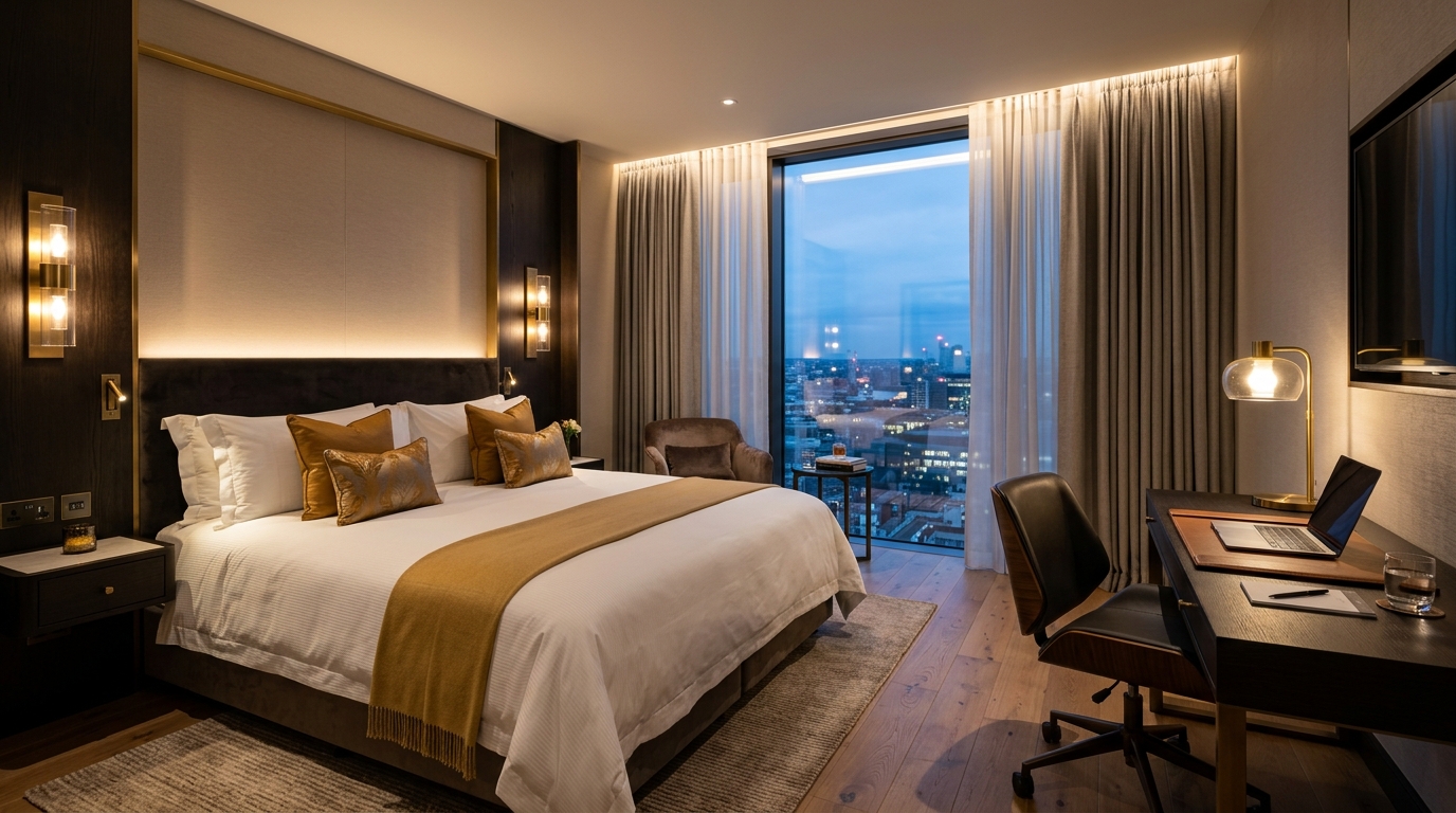 Executive Room at Hotel Grand Godwin with double bed and executive desk
